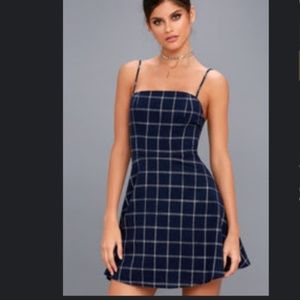 Lulu’s Navy and White Plaid Dress